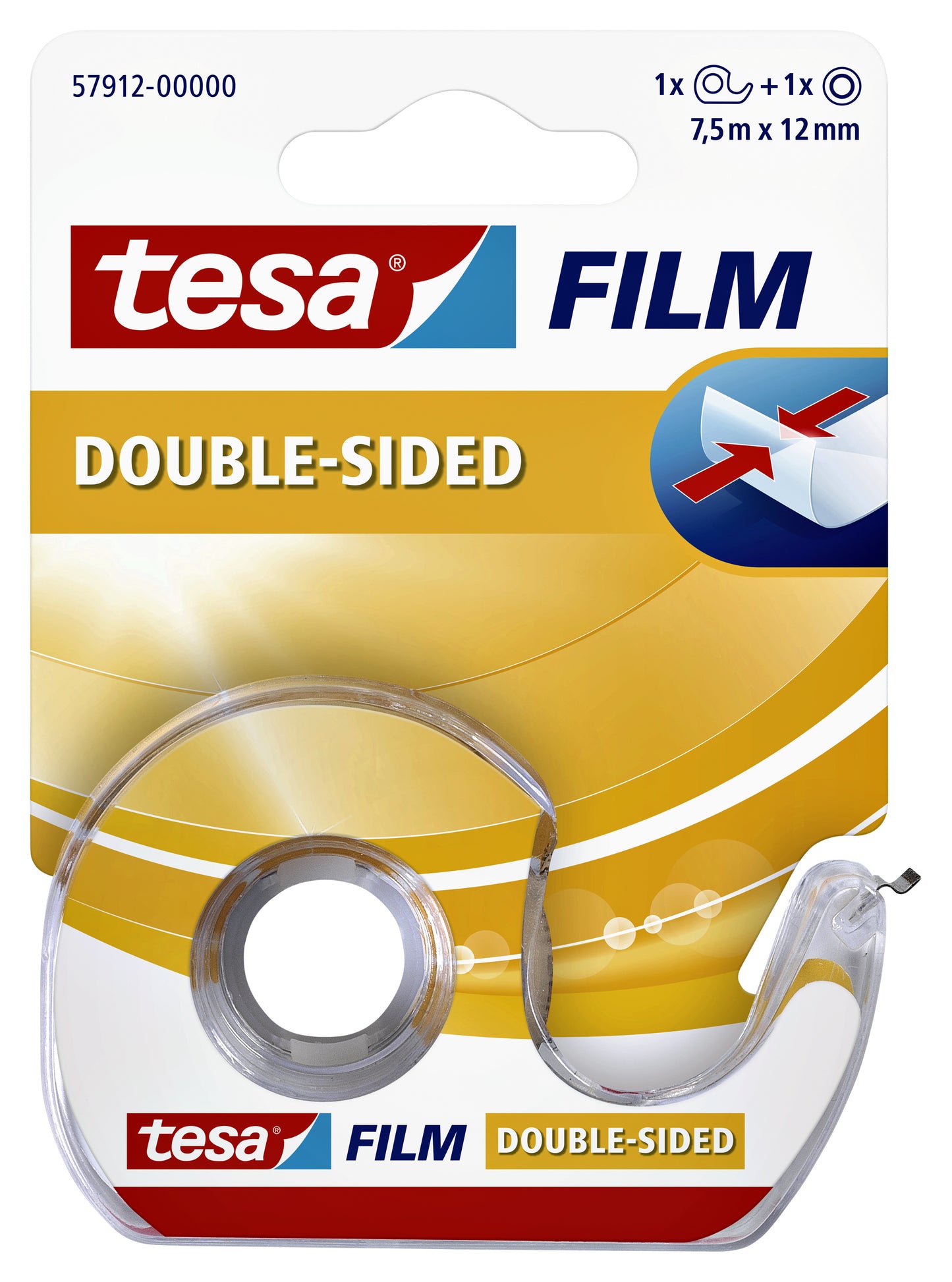 Tesa 12mmx7.5m Dubbelzijdig Plakband met Tapehouder