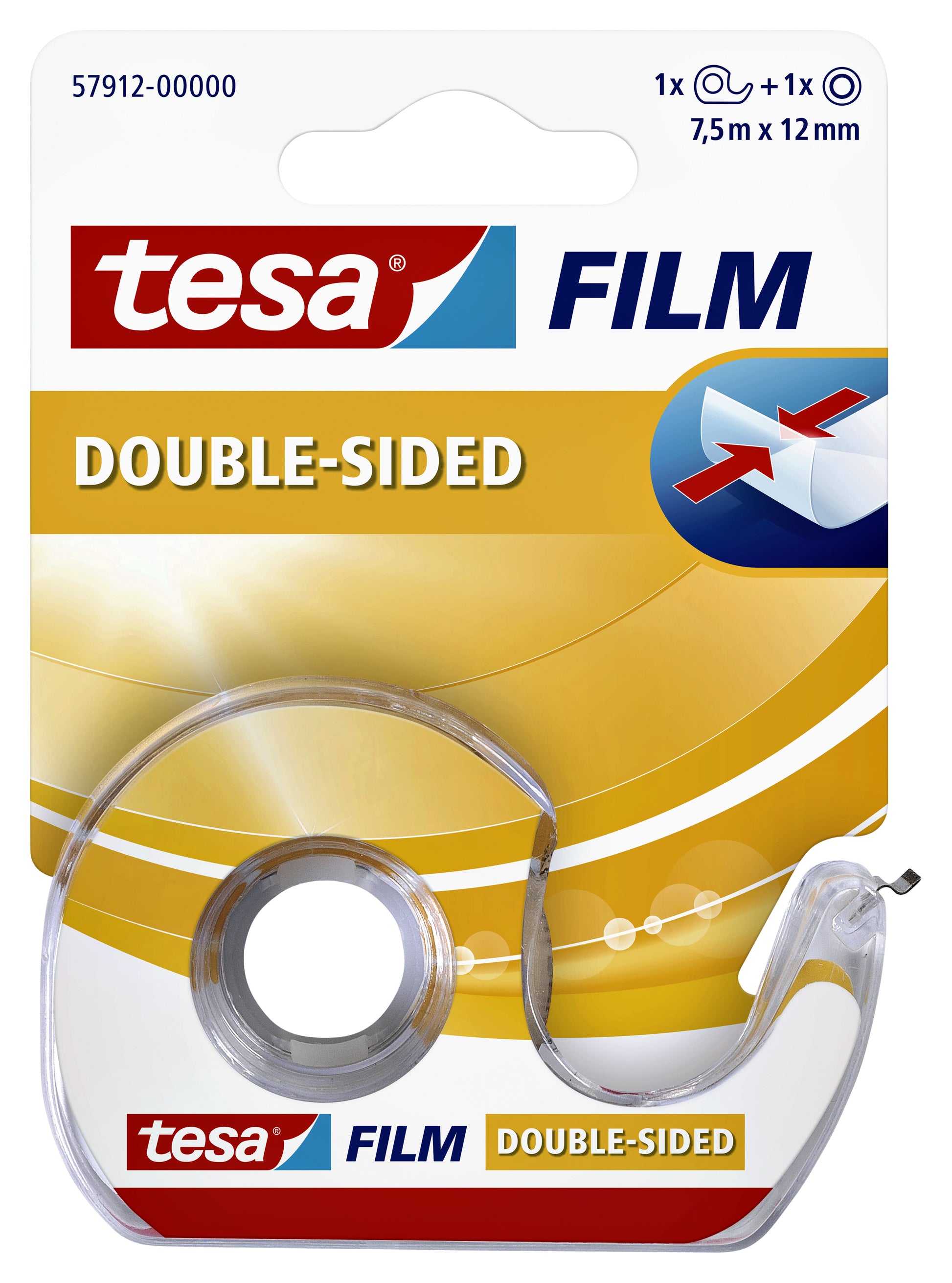 Tesa 12mmx7.5m Dubbelzijdig Plakband met Tapehouder