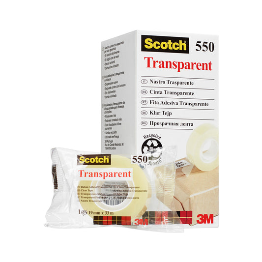 Transparant Scotch® 550 plakband, 15 mm x 33 m