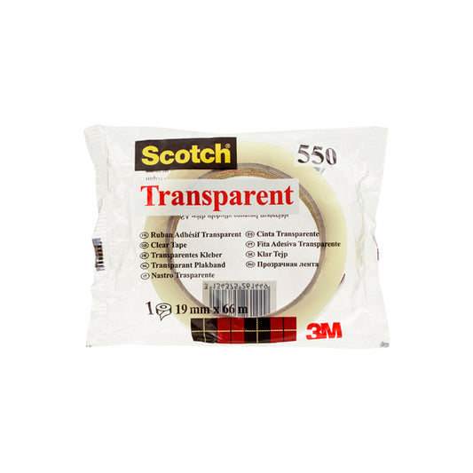 Transparant Scotch® 550 plakband, 19 mm x 66 m