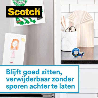 Plakband Scotch 19mmx16.5m op dispenser voor muur en papier - 5