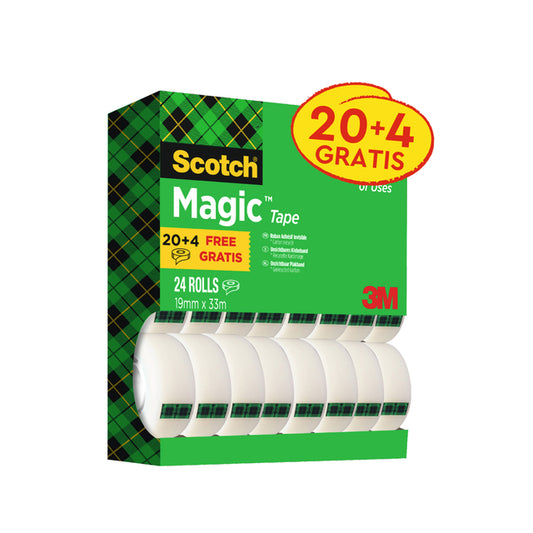 Scotch Magic 810 Plakband 19mm x 33m, Mat, 20+4 Rollen