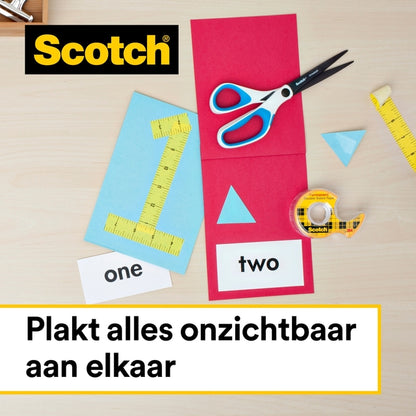 Scotch 665 dubbelzijdig plakband 12mmx22.8m, transparant en permanent - 5