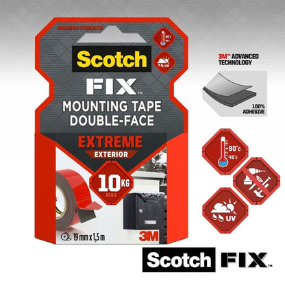 Scotch-Fix Extreme Exterior montagetape 19mm x 1.5m voor buitengebruik - 2