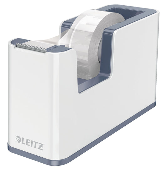 Leitz Wow Plakbandhouder 19mm, Wit/Grijs met Beschrijfbaar Tape