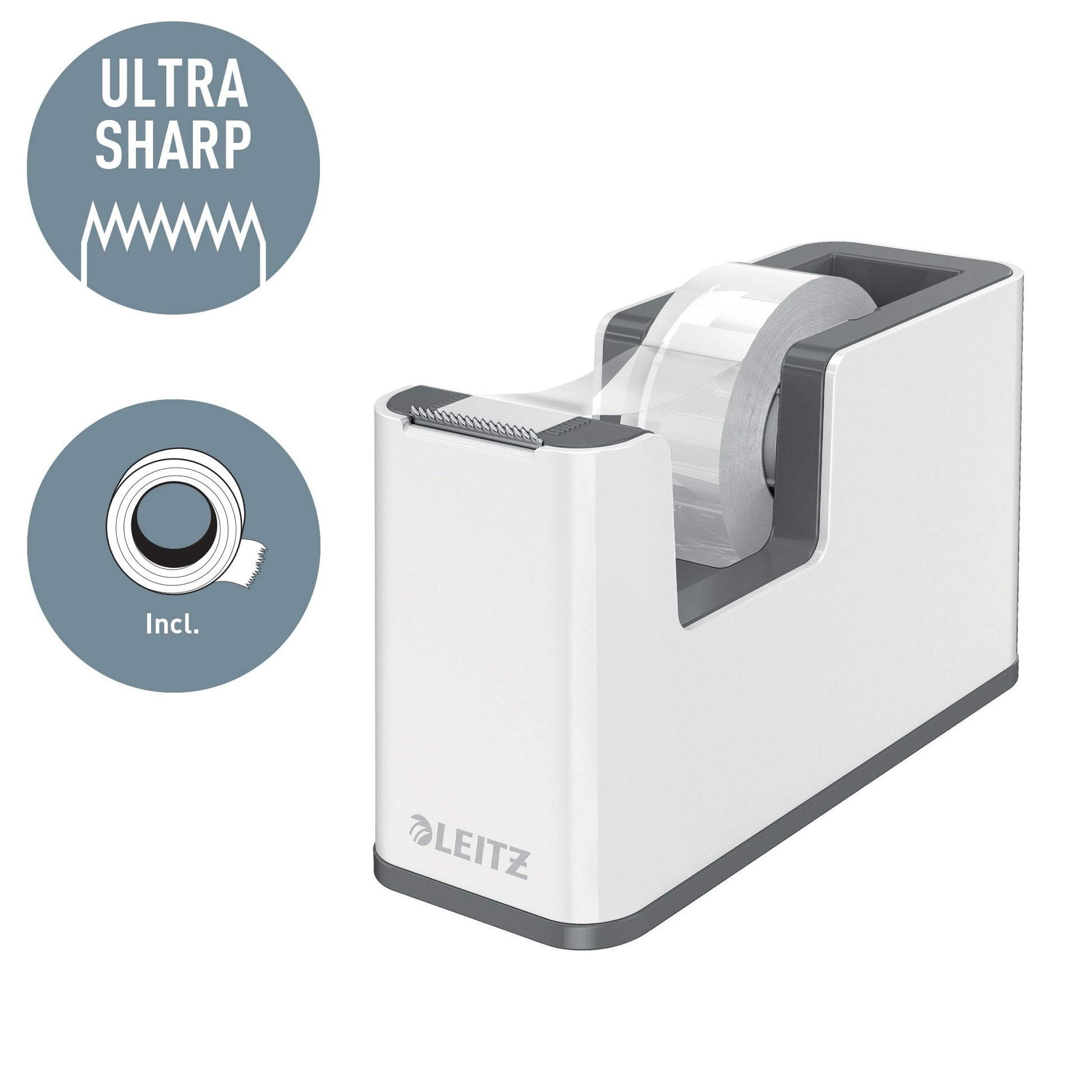 Leitz Wow Plakbandhouder 19mm, Wit/Grijs met Beschrijfbaar Tape - 3