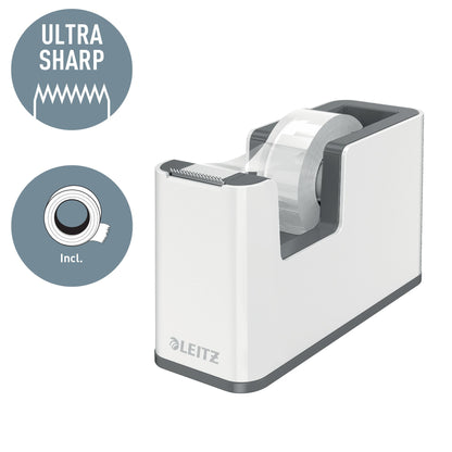 Leitz Wow Plakbandhouder 19mm, Wit/Grijs met Beschrijfbaar Tape - 3