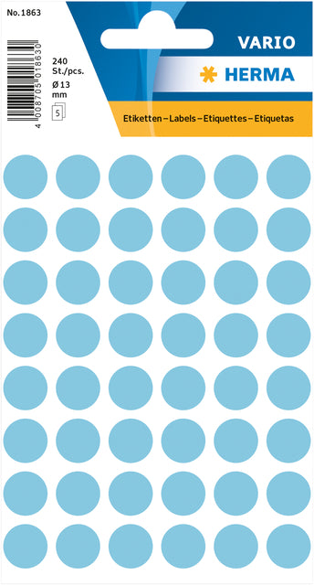 Herma 1863 Rond etiketten 12mm, blauw, 240 stuks