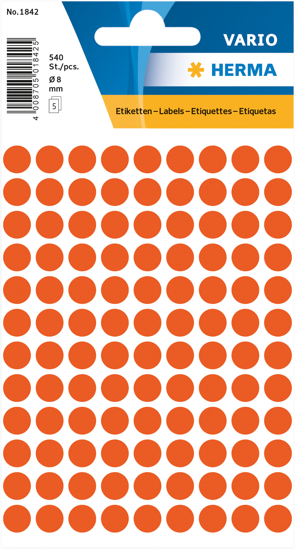 HERMA ronde etiketten 8mm rood, 540 stuks