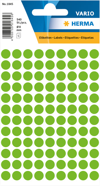 HERMA groene etiketten 8mm rond, 540 stuks