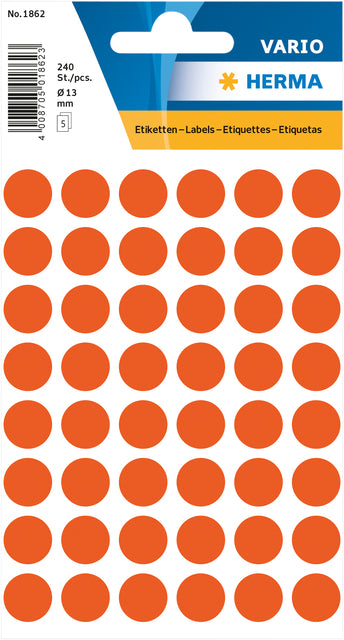 HERMA 1862 Ronde Rood Etiketten 12mm, 240 Stuks