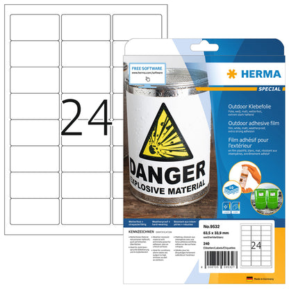 Herma 9532 Weervaste Folie Etiketten 63.5x33.9mm (240 Stuks)