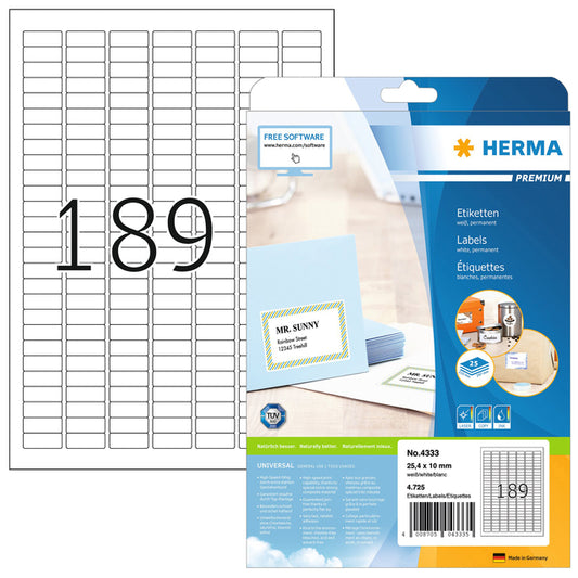 HERMA 4333 25.4x10mm A4, 25 stuks