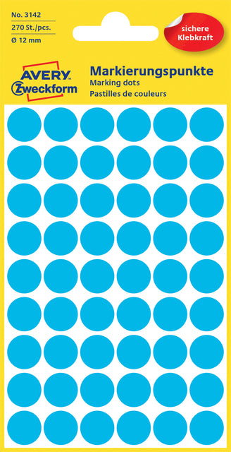 Etiket AZ 3142 rond 12mm blauw - 270 stuks