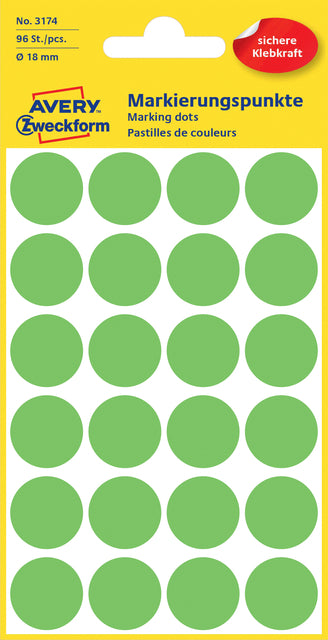 Etiket AZ 3174 rond 18mm lichtgroen - 96 stuks