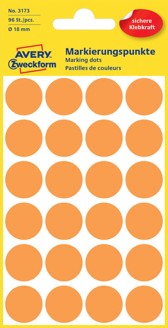 Etiket AZ 3173 rond 18mm oranje - 96 stuks