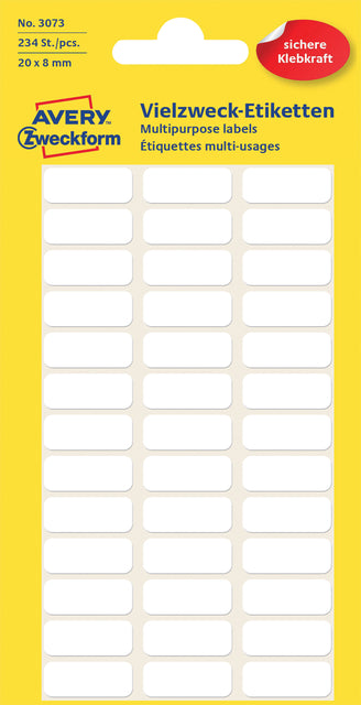 AZ Etiket 3073 20x8mm Wit voor Labeling en Organisatie