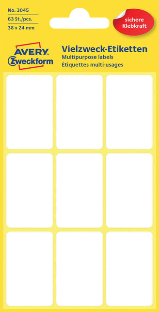 Etiket AZ 3045 38x24mm Wit, 63 stuks