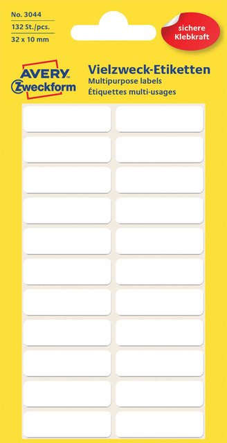 Etiket AZ 3044 32x10mm wit (132 stuks)