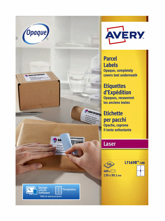 Etiket Avery L7169B 99.1x139mm blockout voor verzenden en hergebruik