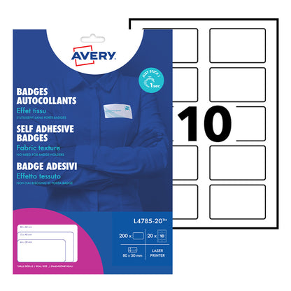 Naambadge etiketten Avery L4785-20 80x50mm, 200 stuks - 2