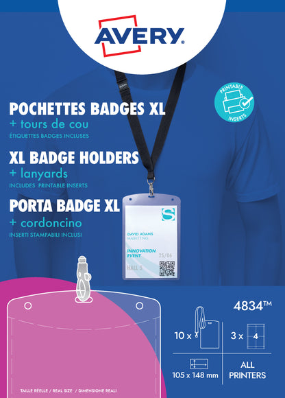 Avery Badge A6 + Insteekkaarten + Lanyard Set