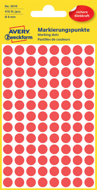 AZ coderingsetiketten 8mm rond, rood, 416 stuks
