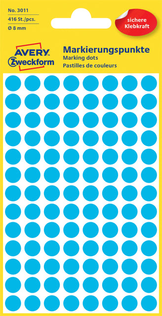 AZ coderingsetiketten 8mm rond, blauw, 416 stuks