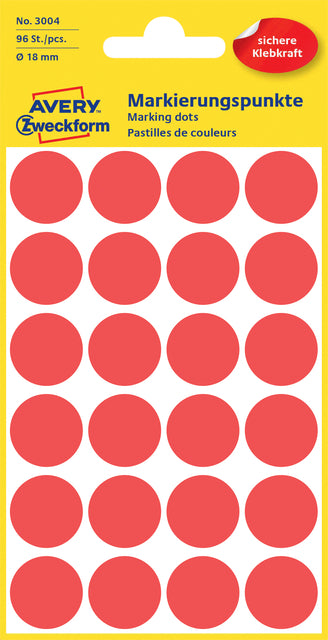 Etiket AZ 3004 rond 18mm rood - 96 stuks
