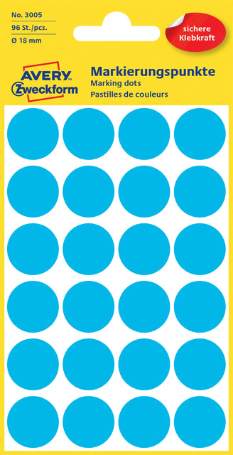 AZ coderingsetiketten 18mm rond, blauw, 96 stuks
