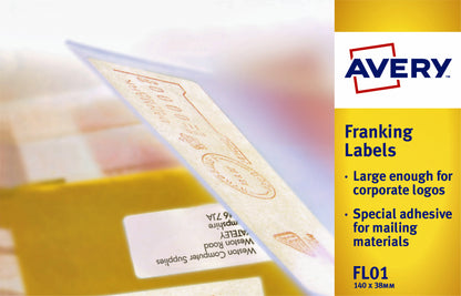 Avery FLO1 Frankeeretiket 140x38mm, 1000 stuks
