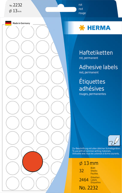 Herma Rond Etiket 13mm Rood 2464 Stuks