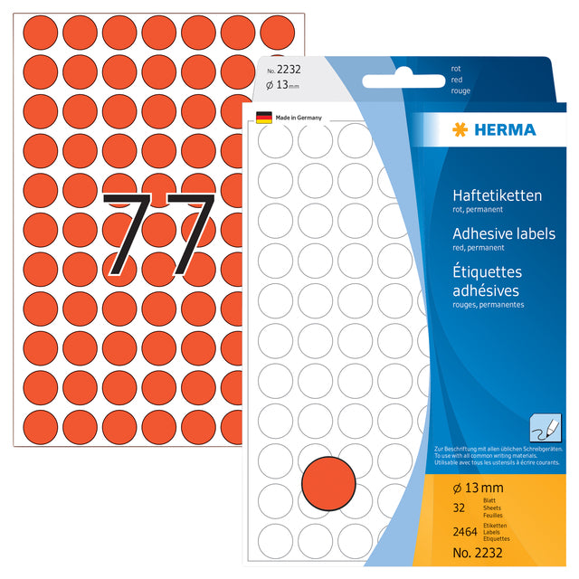 Herma Rond Etiket 13mm Rood 2464 Stuks - 2
