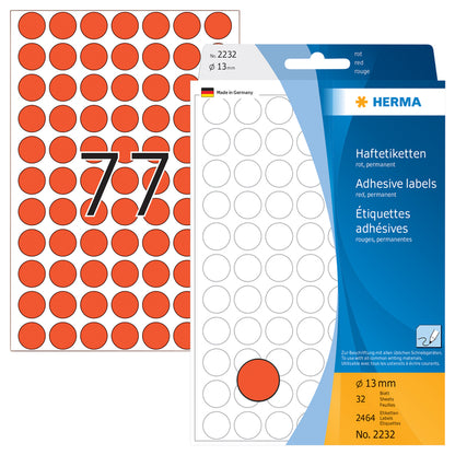 Herma Rond Etiket 13mm Rood 2464 Stuks - 2