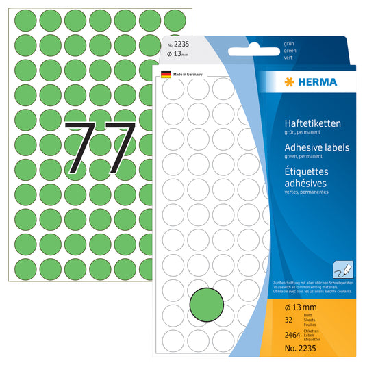 HERMA 2235 Ronde etiketten 13mm groen, 2464 stuks