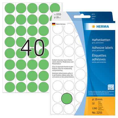 Herma Rond Etiket 19mm Groen 1280 Stuks - 2