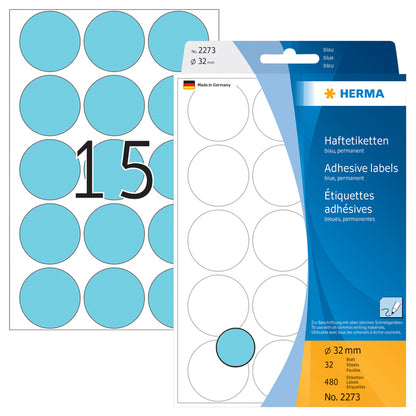 HERMA ronde etiketten 32mm blauw, 480 stuks - 2