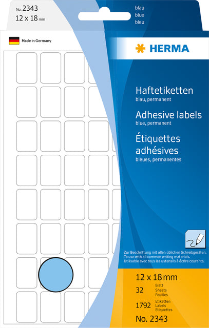 Etiket HERMA 2343 12x18mm blauw (1792 stuks)