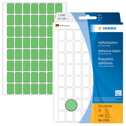 Herma 2345 Zelfklevende etiketten 12x18mm groen, 1792 stuks - 2