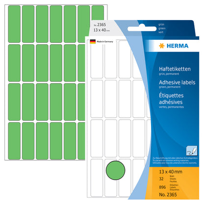 Herma 2365 Groene zelfklevende etiketten 13x40mm, 896 stuks - 2