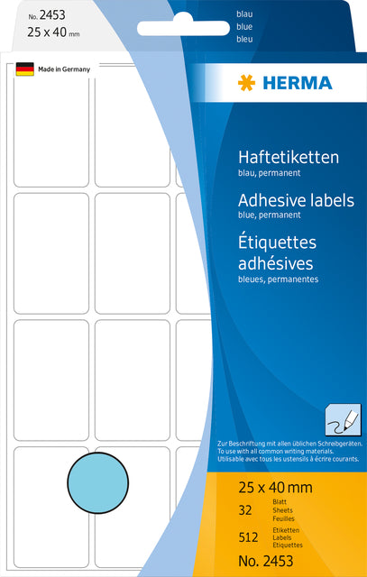 HERMA Blauw Etiket 25x40mm (512 st.)
