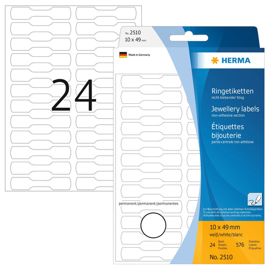 Herma 2510 Zelfklevende etiketten 10x49mm wit, 600 stuks