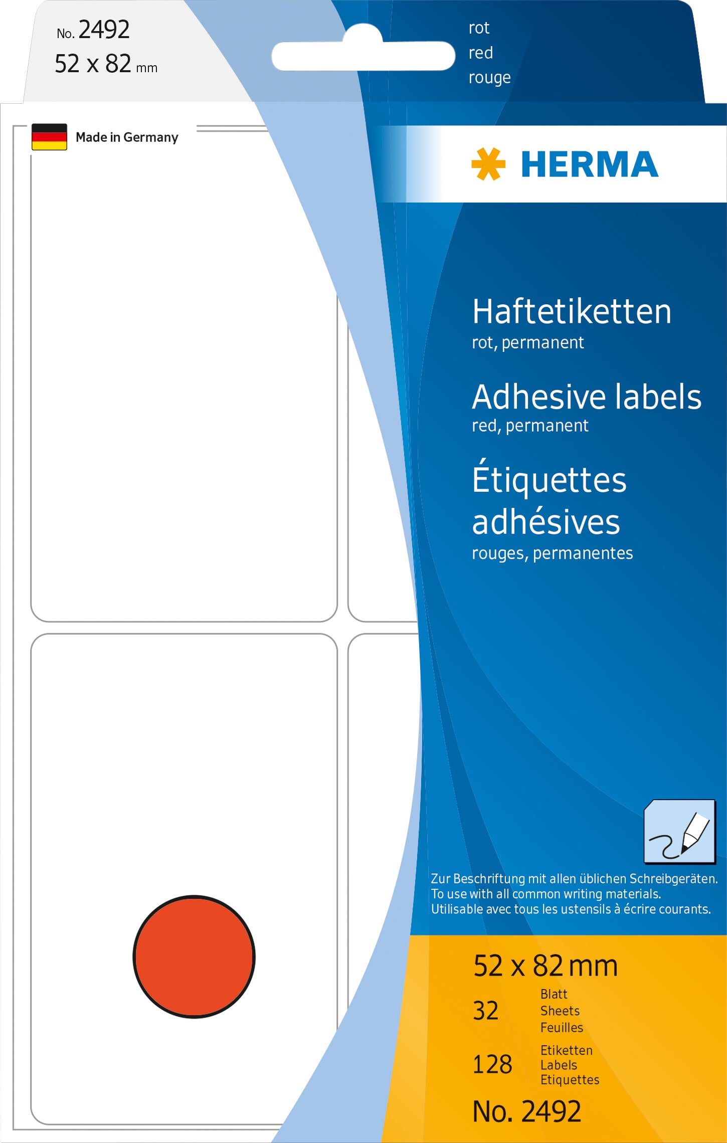 HERMA Rood Zelfklevend Etiket 52x82mm (128 st.)