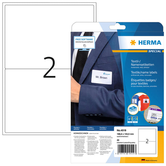 Herma etiketten 4519 199.6x143.5mm, wit, zelfklevend