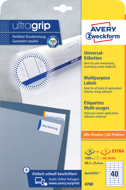 AZ 4780 Zelfklevende etiketten 48.5x25.4mm 1000 stuks