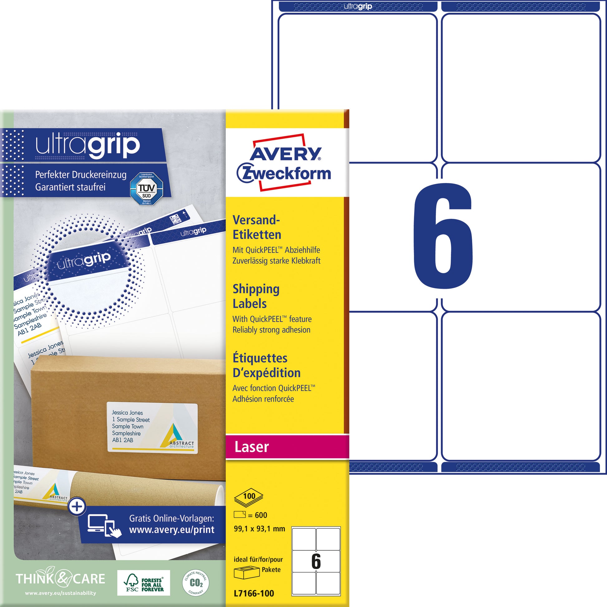 Avery L7166-100 Hoge Temperatuur Etiketten 99,1x93,1mm, 600 Stuks - 2