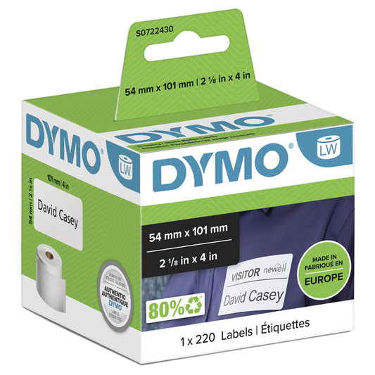 Dymo LabelWriter naamkaartlabels 54x101mm, wit