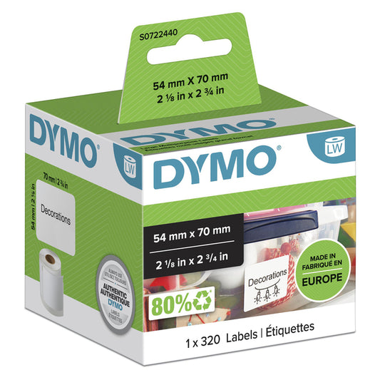 Dymo LabelWriter universele etiketten 54x70mm, rol 320 st wit