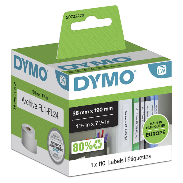 Dymo LabelWriter Multifunctionele Labels 38x190mm, 110 Stuks