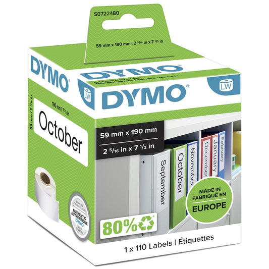 Dymo LabelWriter Ordnerlabels 59x190mm, Wit, Rol